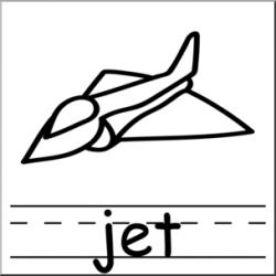 Clip Art: Basic Words: Jet B&W Labeled I abcteach.com | abcteach