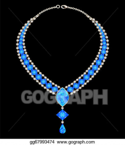 Vector Art - jewelry female necklace with blue jewels. EPS ...