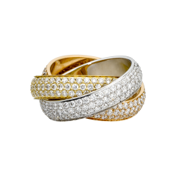 TRINITY RING, LARGE MODEL 18K 2-gold ring with paved white diamonds ...