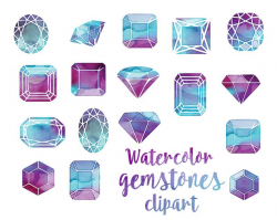 Jewels clipart gems clipart crystals digital gemstones minerals rocks Hand  Drawn watercolor diamond crystal, Graphic Resources