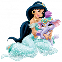 Disney Princess Jasmine with Cute Elephant Transparent PNG Clip Art ...