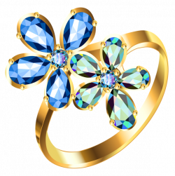 Golden ring with blue diamond floral | Jewelry & Diamonds ...