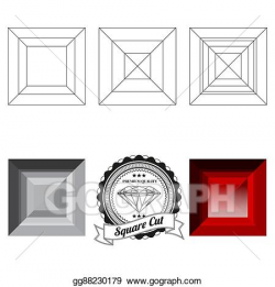 Vector Illustration - Set of square cut jewel views. EPS ...