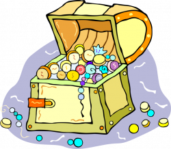 Pirate's Treasure Chest with Gold and Jewels - Vector Image