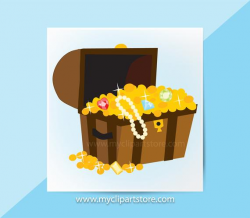 Treasure Chest Clipart Single, Pirates, Jewels, Gold, Pearls, Loot,  Invitation, Summer Clipart, Commercial Use, Vector Clipart, SVG Files