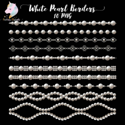 Pearl border clipart, pearls clipart, borders clip art, white pearls, pearl  embellishments, wedding clipart, pearl necklace, page borders, p