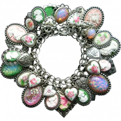 Vintage Sterling Heart Charm Bracelet Cameos Roses found at www ...