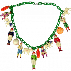 Vintage 1940s Celluloid Charm Necklace Occupied Japan Football ...