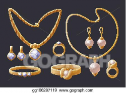 Vector Stock - Golden jewelry collection expensive ...