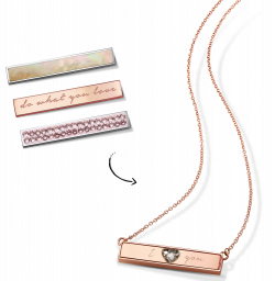 Interchangeable bar necklace set in rose-gold-plated stainless steel ...