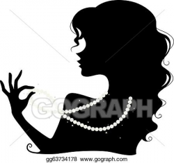 Vector Art - Pearl necklace silhouette. Clipart Drawing ...
