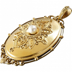 Large Antique Victorian Filigree Design Pearl Gold Locket | Jewelry ...