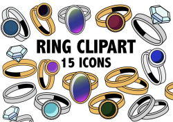 RING CLIPART - jewelry clipart - silver, gold, gemstone, and diamond rings  icons