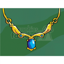 Blue round sapphire and gold necklace clipart. Royalty-free clipart # 137681