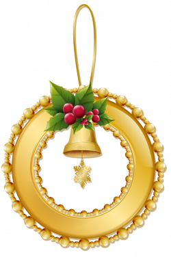 Christmas Gold Wreath with Bell PNG Ornament | Gallery Yopriceville ...