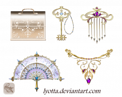 Magic items and elements Design Gold decor items with gemstones for ...