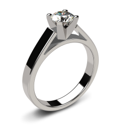 14k white gold flat edge solitaire engagement ring - Engagement Rings