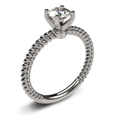 14k white gold twisted rope diamond engagement ring