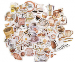 Details about 50 pieces coffee clipart Embossed paper Stickers for journal  planner deco