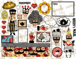 ART TEA LIFE Mail Art Oopsie Daisy Journal Collage Sheet paper doll digital  file printable download decoupage scrapbook tags clip art cards