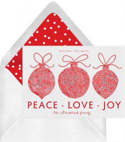 Peace Love Joy Cards in Red | Greenvelope.com