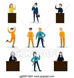 EPS Illustration - People in court set. Vector Clipart ...