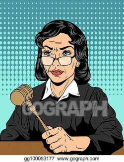 Clip Art Vector - Strict judge with a hammer. Stock EPS ...