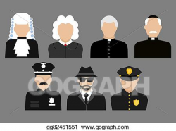 Vector Illustration - Policemen, judges, priests and ...