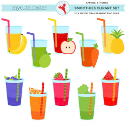 Fresh Smoothies Clipart Set - clip art set of fruit drinks, vegetables,  fruit juice - personal use, small commercial use, instant download