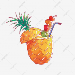 Warm Color Cool In Summer Cartoon Cold Drink Cool, Pineapple ...