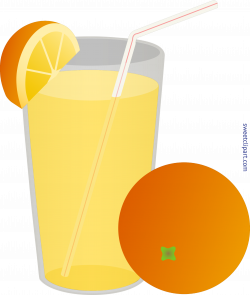 Glass Orange Juice Straw Whole Wedge Clip Art - Sweet Clip Art