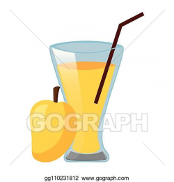 Vector Art - Mango juice cup with straw. Clipart Drawing ...