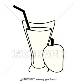 Vector Art - Mango juice cup with straw. Clipart Drawing ...