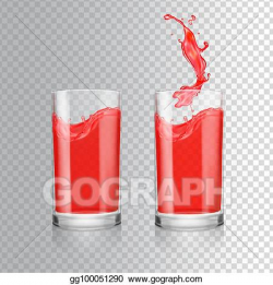 Clip Art Vector - Red juice in glass. grapefruit, cranberry ...