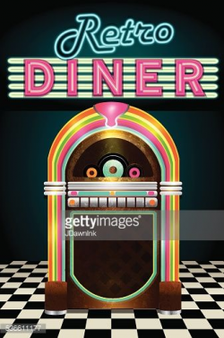 Late night retro 50s Diner layout with jukebox black | HWY ...