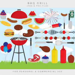 Barbeque clipart - barbecue BBQ clip art family grill ...