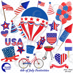 Fourth of July clipart, Independence Day clipart, American Patriotic Party  clipart, BBQ Party clipart, AMB-1367