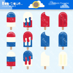 Red, White and Blue Popsicles Clipart. July 4th Clipart. P ...