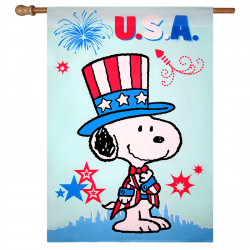 Patriotic Snoopy | Patriotic Peanuts USA House Flag | Snoopy ...