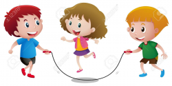 Three kids playing jump rope » Clipart Station