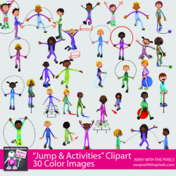 Jumping and Activities PE & Fitness Clipart - 30+ Color Images