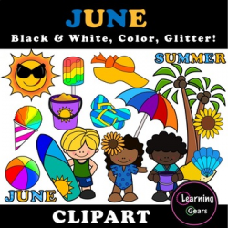 June Clipart - Black & White, Color, Glitter!