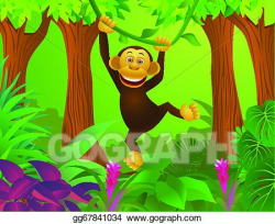 Vector Art - Chimpanzee in the jungle. Clipart Drawing ...