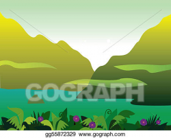 EPS Illustration - Mountain and jungle landscape . Vector ...