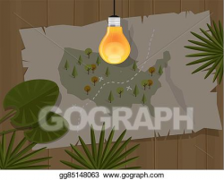 Vector Illustration - Map jungle bulb night america dark ...