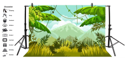 Amazon.com : Laeacco Artistic Cartoon Jungle Rainforest ...