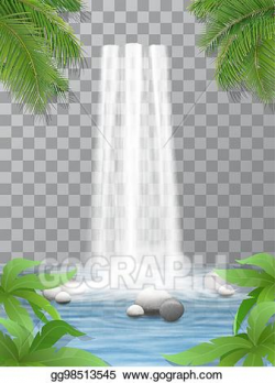 Vector Clipart - Waterfall stones jungle. Vector ...