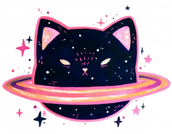 universe cat jupiter cute blackcat stars sticker aesthe...