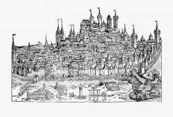 Medieval Town Drawing - Hartmann Schedel Nuremberg Chronicle ...