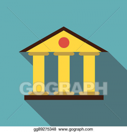 Stock Illustration - Justice court building icon, flat style ...